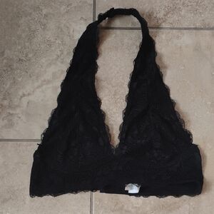 flawless | Black Lace Scalloped Halter Bralette | S | NWOT